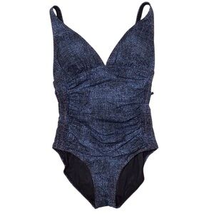 NWT Captiva Key West Boardwalk Denim Blue One Piece Swimsuit XL